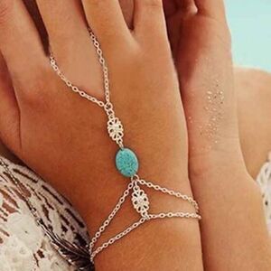 Silver and Turquoise Bracelet Hand Harness